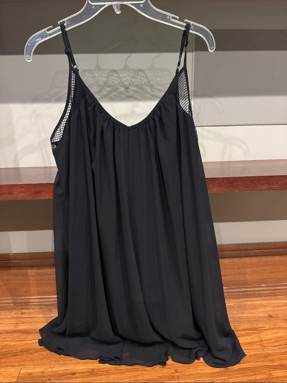 Express Black Mesh-Panel Slip Dress